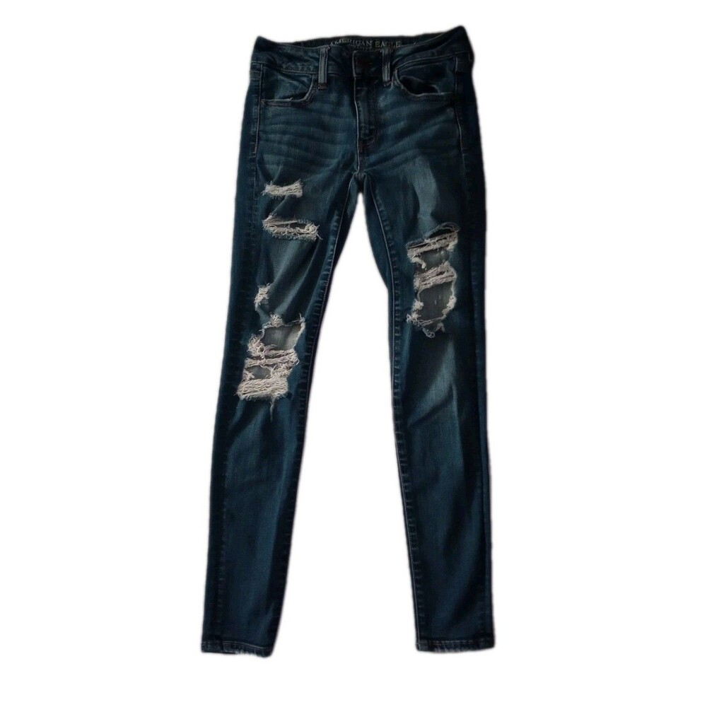 AmericanEagle Super Stretch Destroyed DistressedJegging Jeans sz 2 Juniors Women